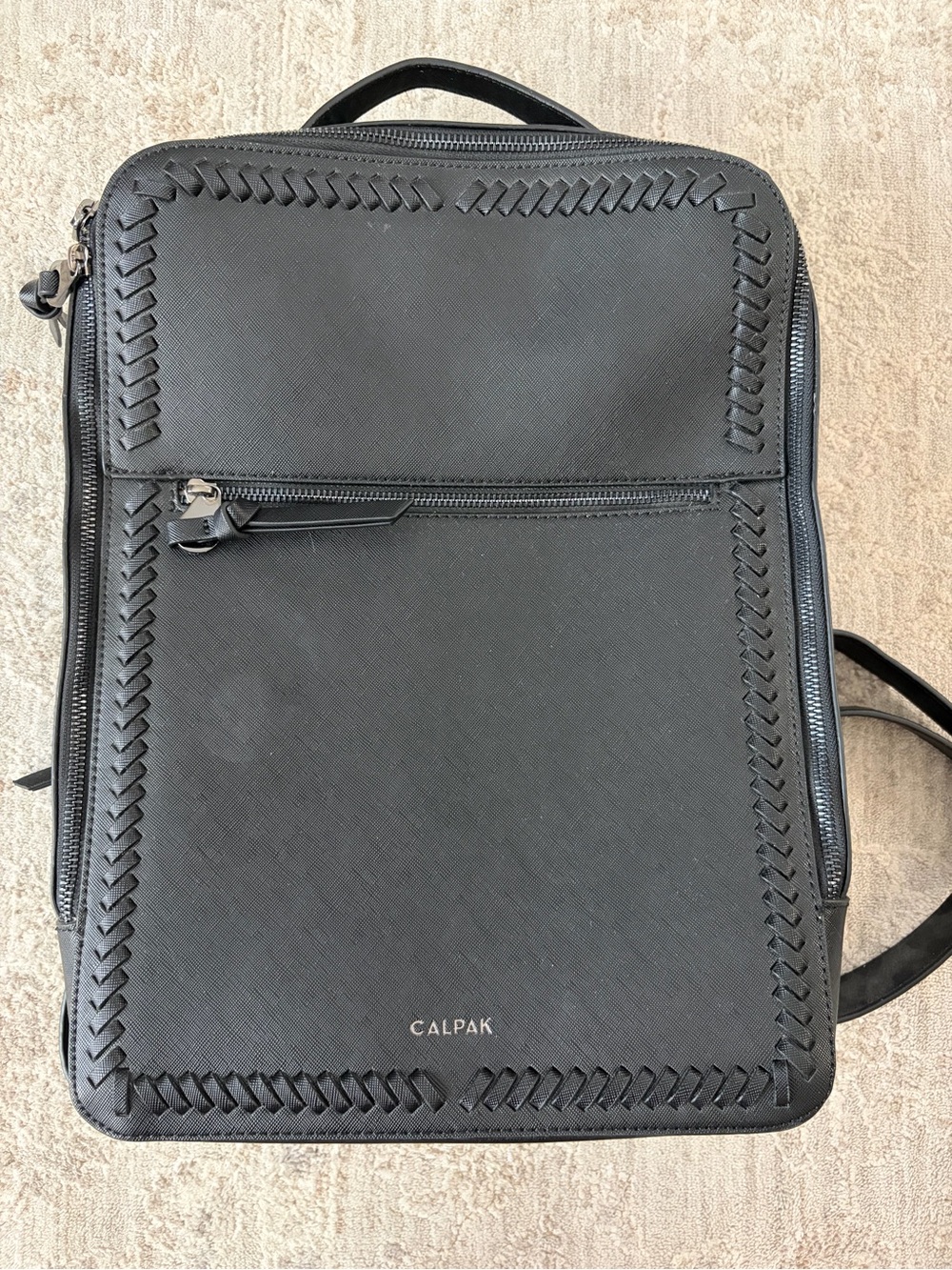 NWT CALPAK Kaya 15" Laptop Backpack Bag Black Vegan Leather Travel Professional